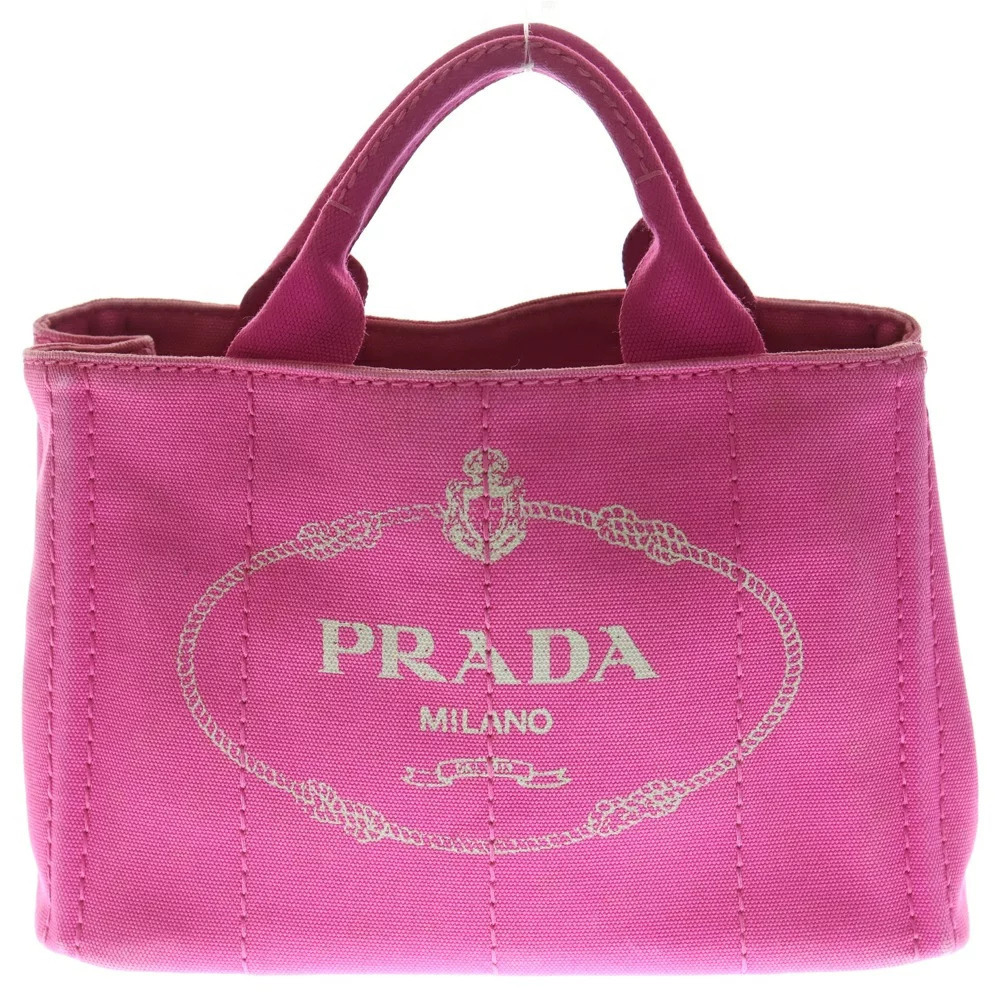 PRADA CANAPA Canvas Tote Bag Pink